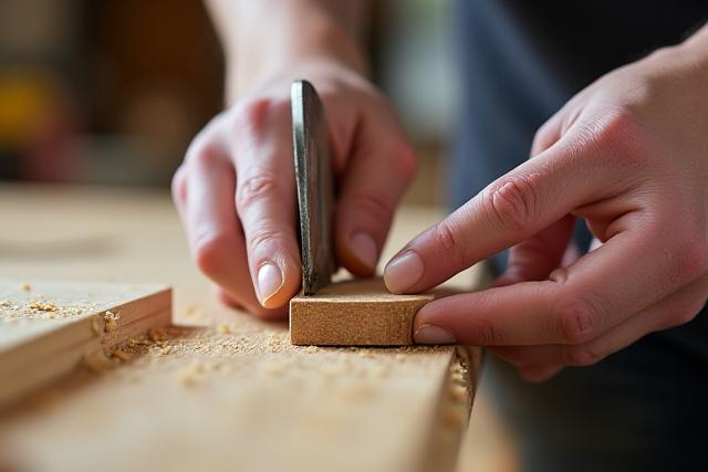 Nahaufnahme von Holzbearbeitungsprozessen in einer Werkstatt