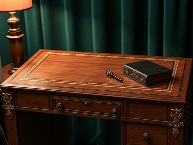 Art Deco Schreibtisch aus Nussbaumholz mit Intarsien