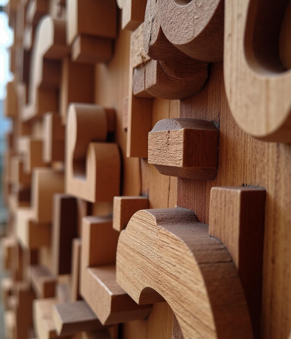 Detailansicht Textur der Holzskulptur